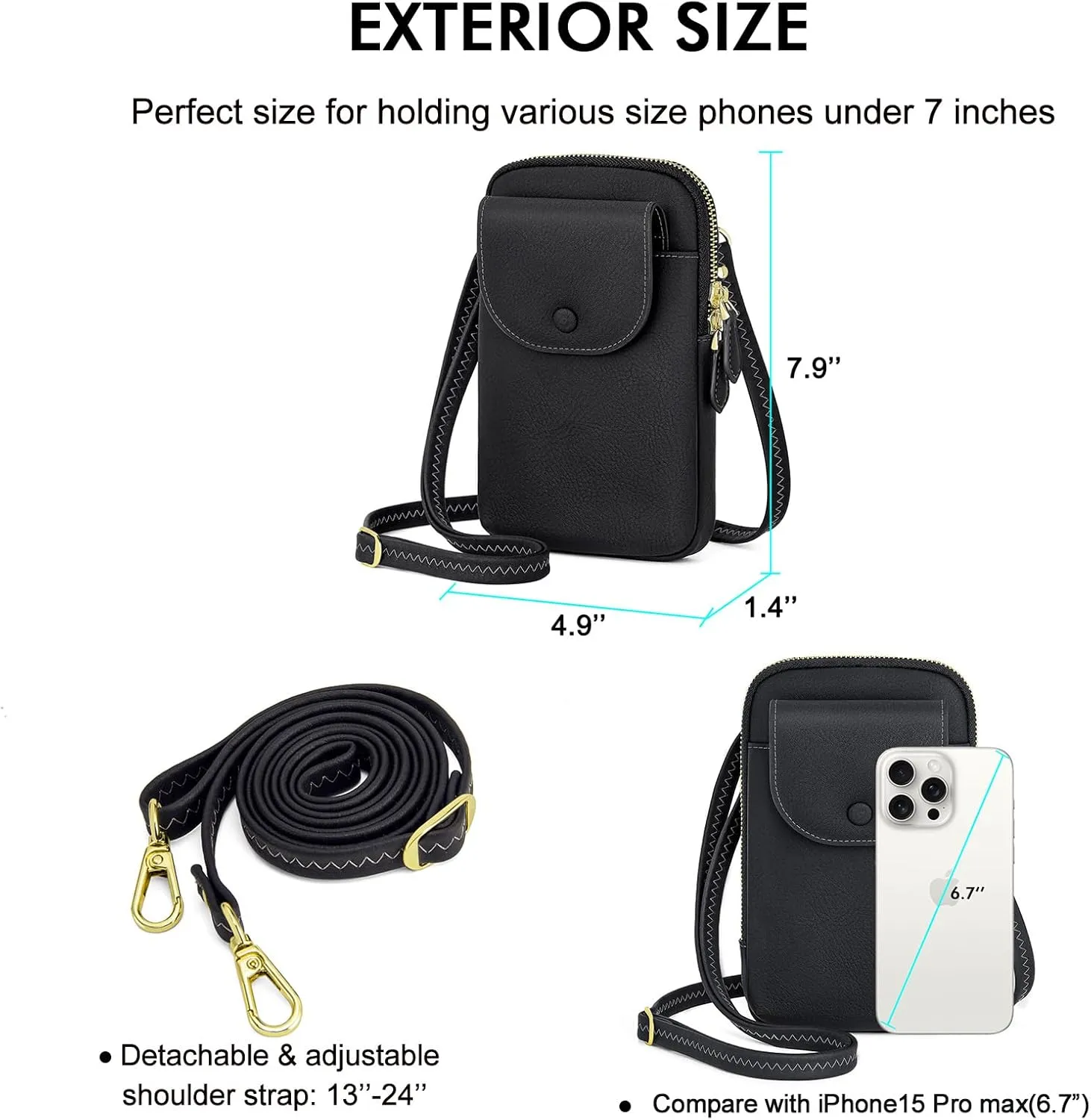 Peacocktion Small Crossbody Bags for Women, Cell Phone Bag Wallet Purses with Card Slots Adjustable Strap Zipper