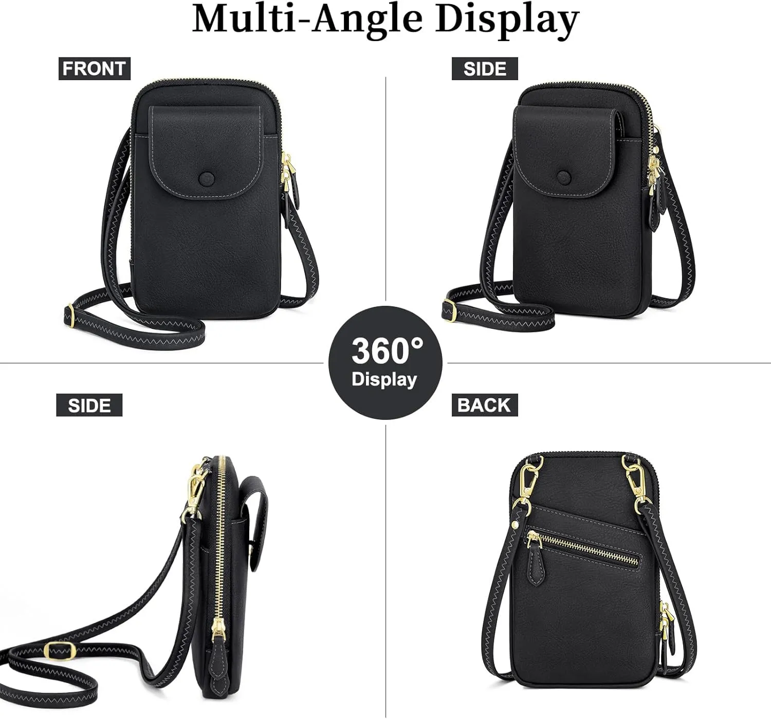 Peacocktion Small Crossbody Bags for Women, Cell Phone Bag Wallet Purses with Card Slots Adjustable Strap Zipper