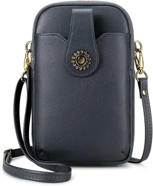 Peacocktion Small Crossbody Bags for Women, Leather RFID Cell Phone Purse, Trendy Travel Crossbody Purses with Zipper