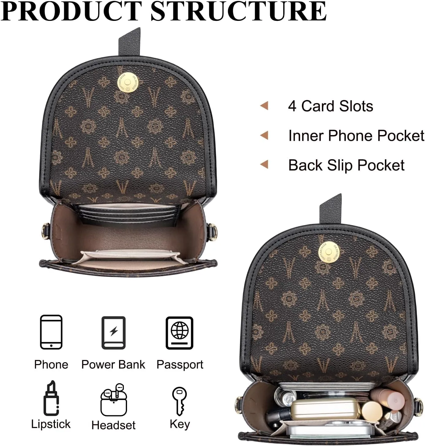 Peacocktion Trendy Small Crossbody Bags for Women, Leather Cell Phone Purse Travel Cross Body Purses with Card Slot