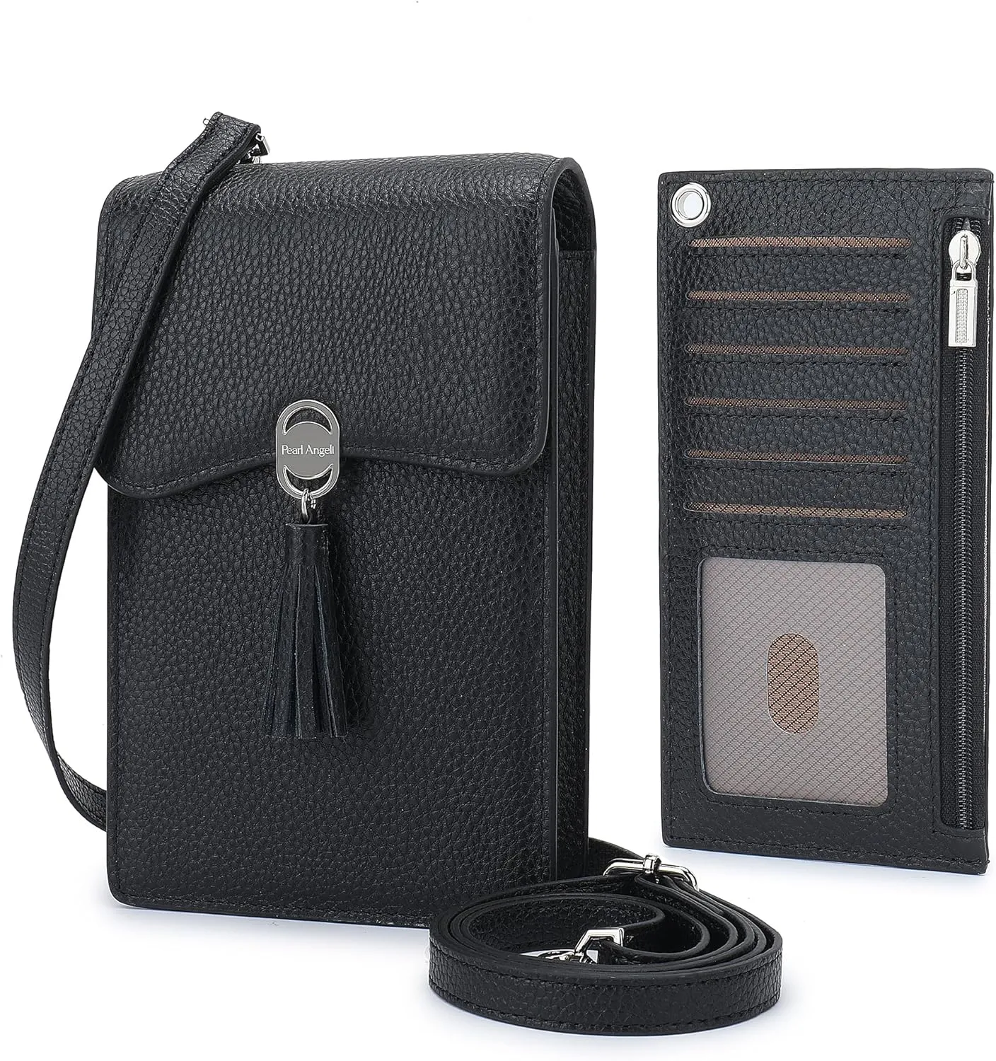 Pearl Angeli Leather Crossbody Cellphone Bag for Women Small Phone Wallet Purse with Shoulder Strap