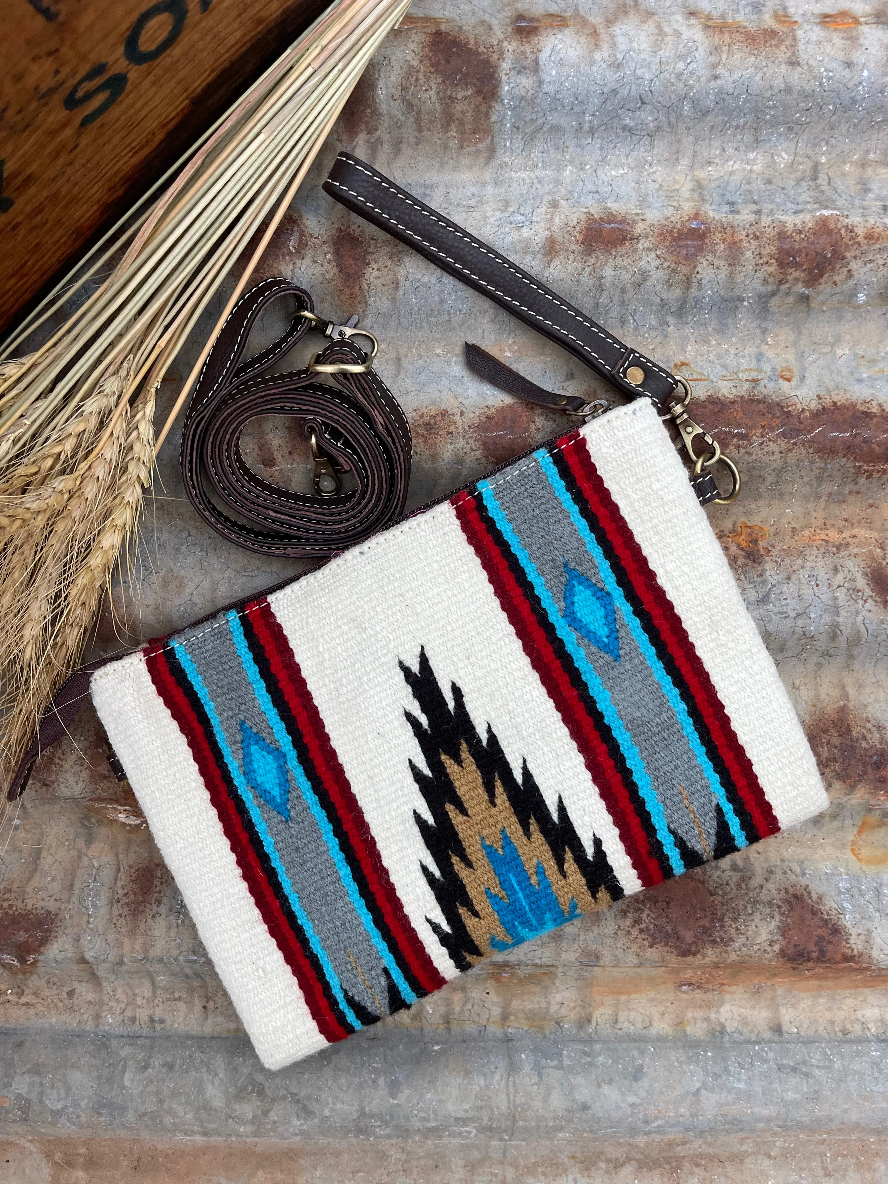 Penelope Saddle Blanket Crossbody Bag / Clutch - Chocolate Leather