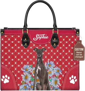 Personalized Italian Greyhound Dog Handbags, Custom Name Dog Leather Bags, Purses, Shoulder Bag, Gift For Dog Mom Dog Lover