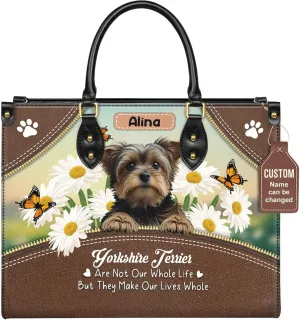 Personalized Yorkshire Terrier Dog Handbags, Custom Name Dog Leather Bags, Purses, Shoulder Bag, Gift For Dog Mom Dog Lover