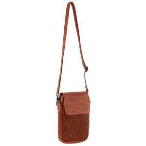 Pierre Cardin Leather  Embossed Woven Ladies Wallet Bag in Cognac