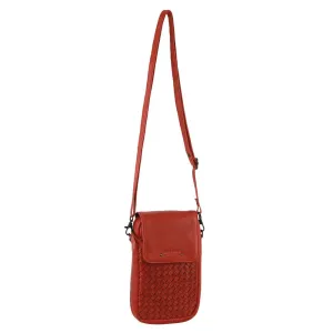 Pierre Cardin Leather  Embossed Woven Ladies Wallet Bag in Orange