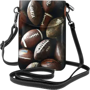 Pile of footballs Print Small Crossbody Handbags Adjustable Shoulder Strap for Women Mini Cell Phone Purse
