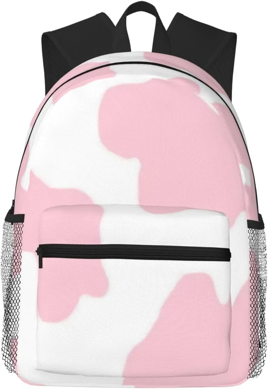 Pink Cow Print Lightweight Packable Backpack Travel Casual Hiking Daypack Foldable Backpack For Men Women