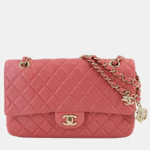 Pink Leather Matelasse Chain Shoulder Bag