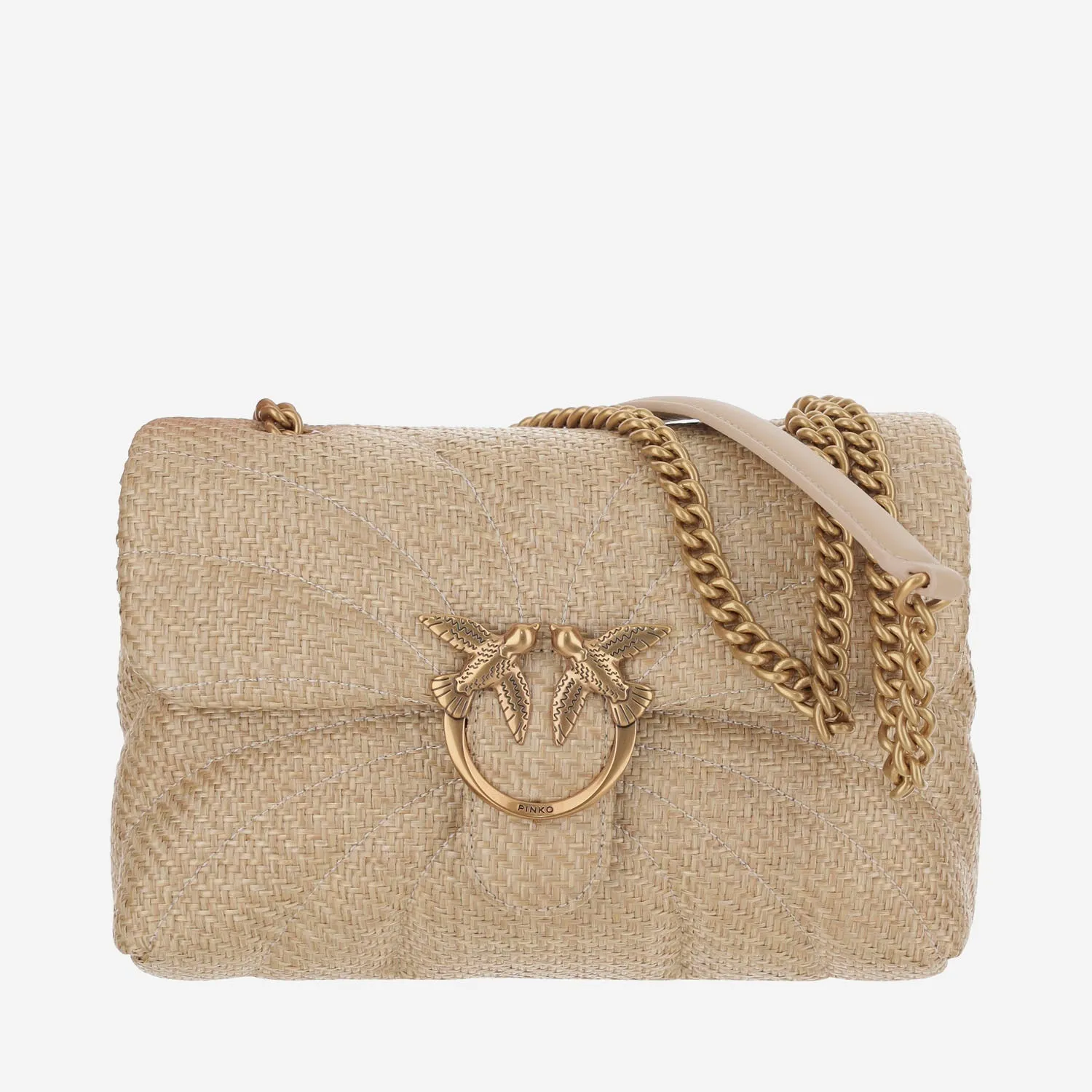 Pinko Raffia axelväska med logotyp