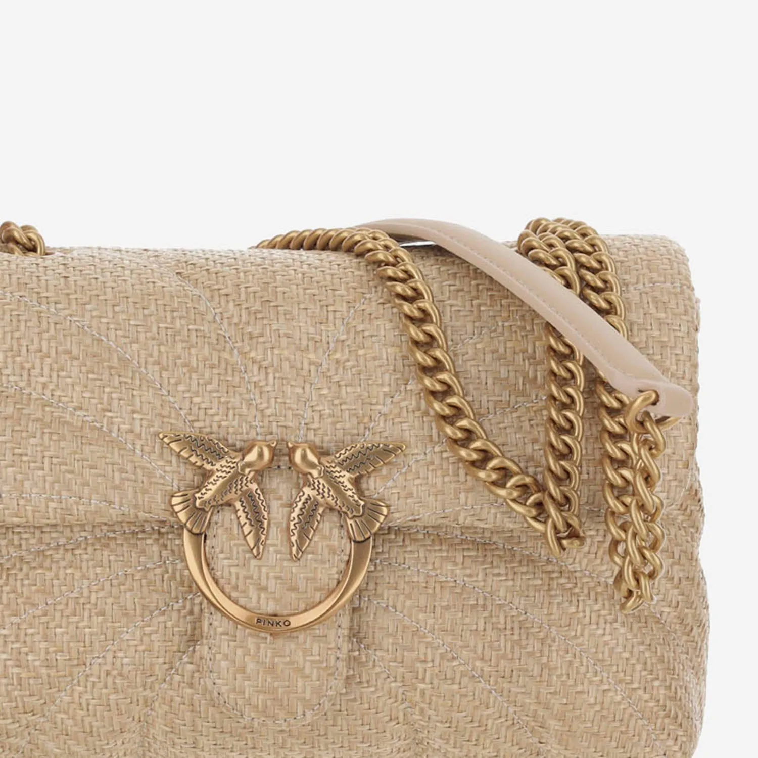 Pinko Raffia axelväska med logotyp