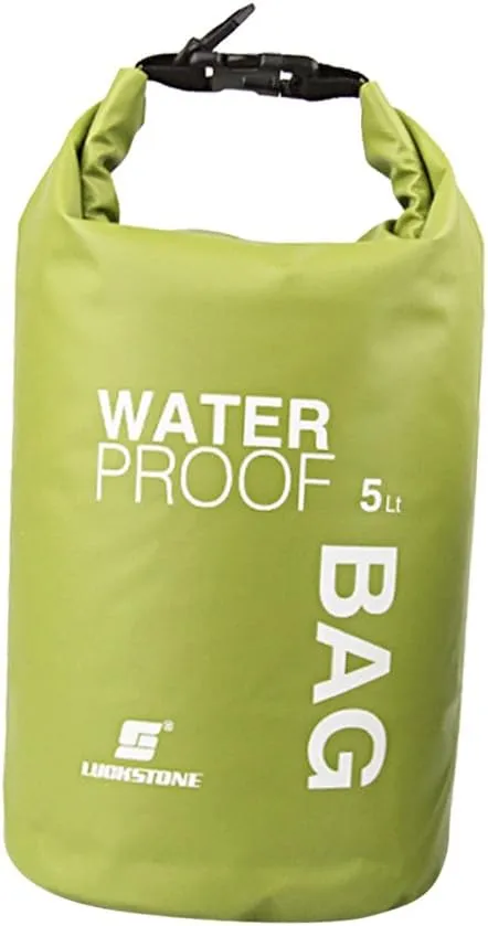 pistro Waterproof Dry Bag - Roll Top Closure Pouch for Camping Boating Kayaking Fishing Rafting Canoeing Beach Sports - Green, 5L