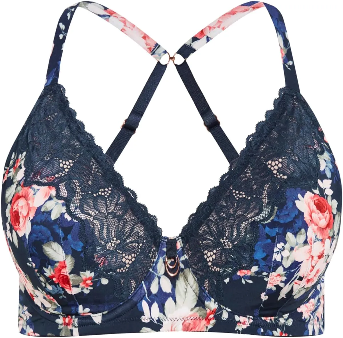Plus Size Florence Contour Bra in Navy Floral Print