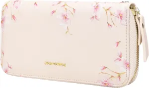 Pomelo Best Womens Wallet RFID Blocking Leather Multi Credit Card Large Capacity Zip Around Wallet Clutch Wristlet Floral Travel Long Purse Ivory White