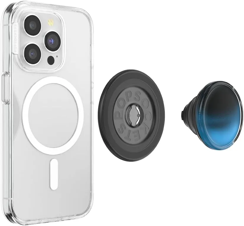 PopSockets Phone Grip Compatible with MagSafe, Phone Holder, Wireless Charging Compatible - Tidepool Night Tide