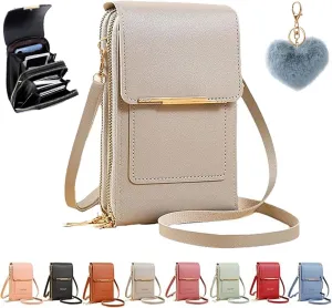 Popularate Anti-Theft Leather Bag, Touchscreen Purse Crossbody, RFID Blocking Crossbody Cell Phone Purse for Women