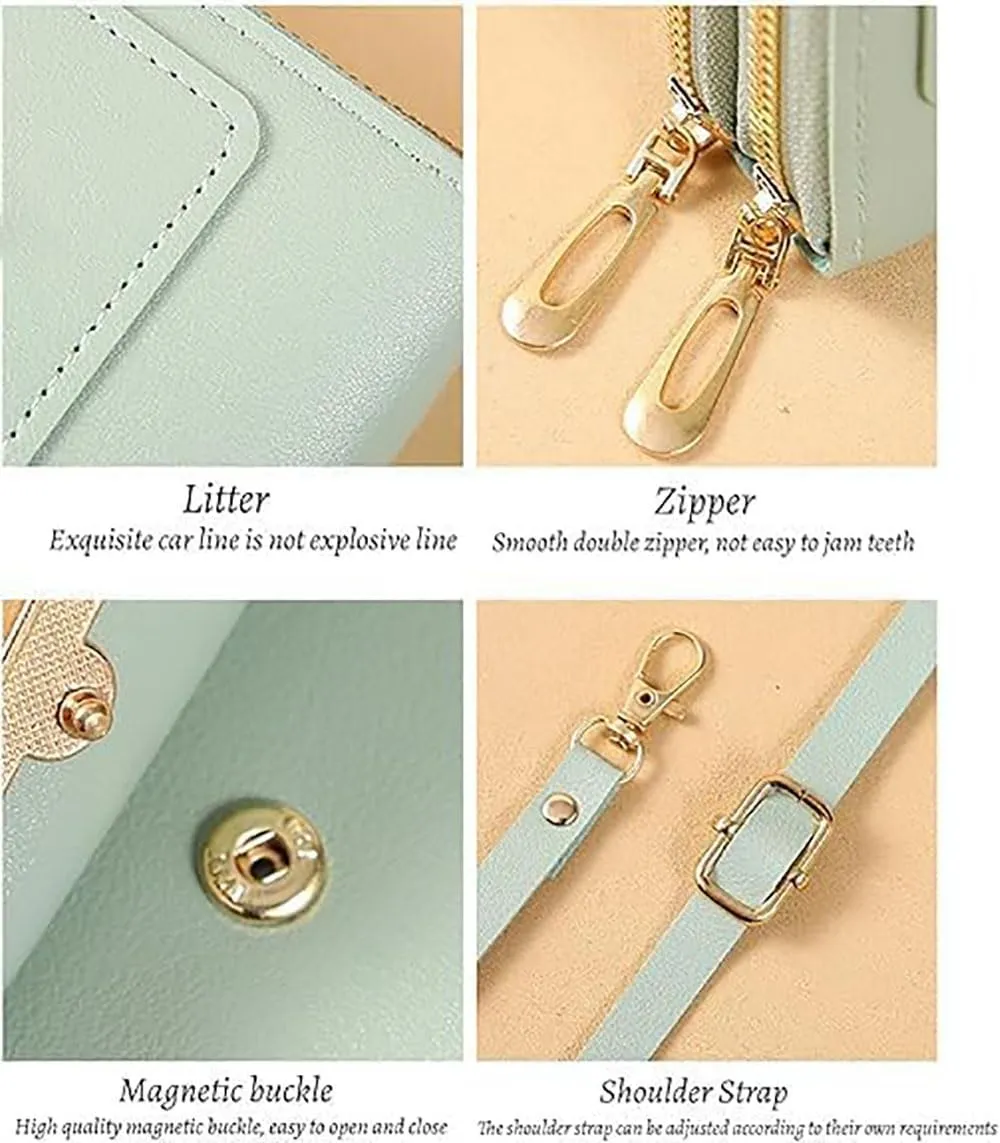 Popularate Anti-Theft Leather Bag, Touchscreen Purse Crossbody, RFID Blocking Crossbody Cell Phone Purse for Women