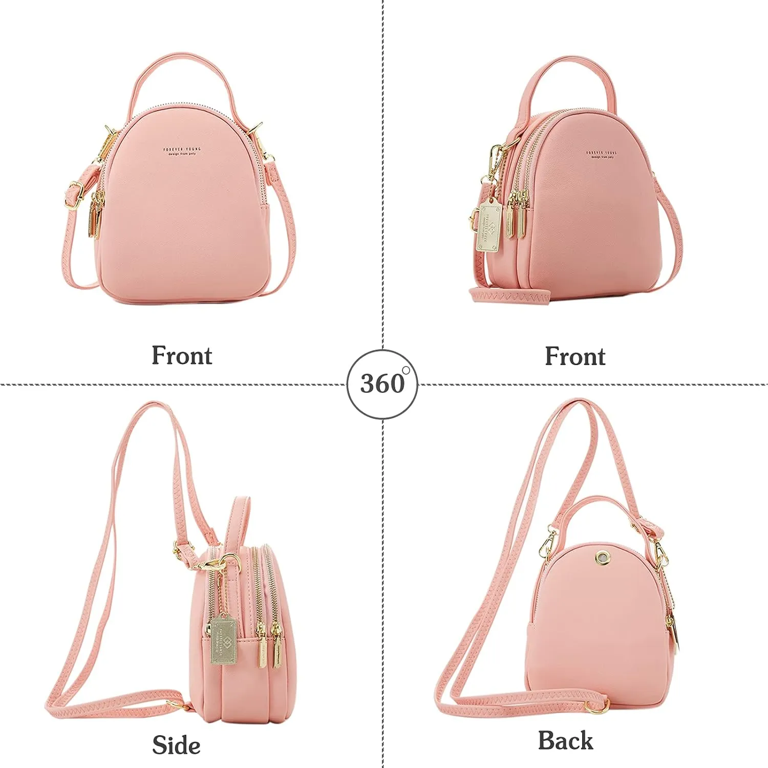 PORRASSO Mini Backpack Women Fashion Handbag Waterproof Cross-body Bag with Earphone Hole Ladies Leather Daypack Dating Travel Small Rucksack Red