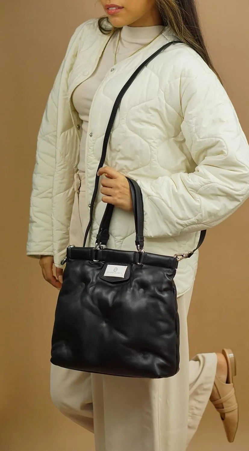 Premium Italian Leather Crossbody Bag for Women – 100% Genuine Leather Handbag. Shoulder Bag with Detachable Strap