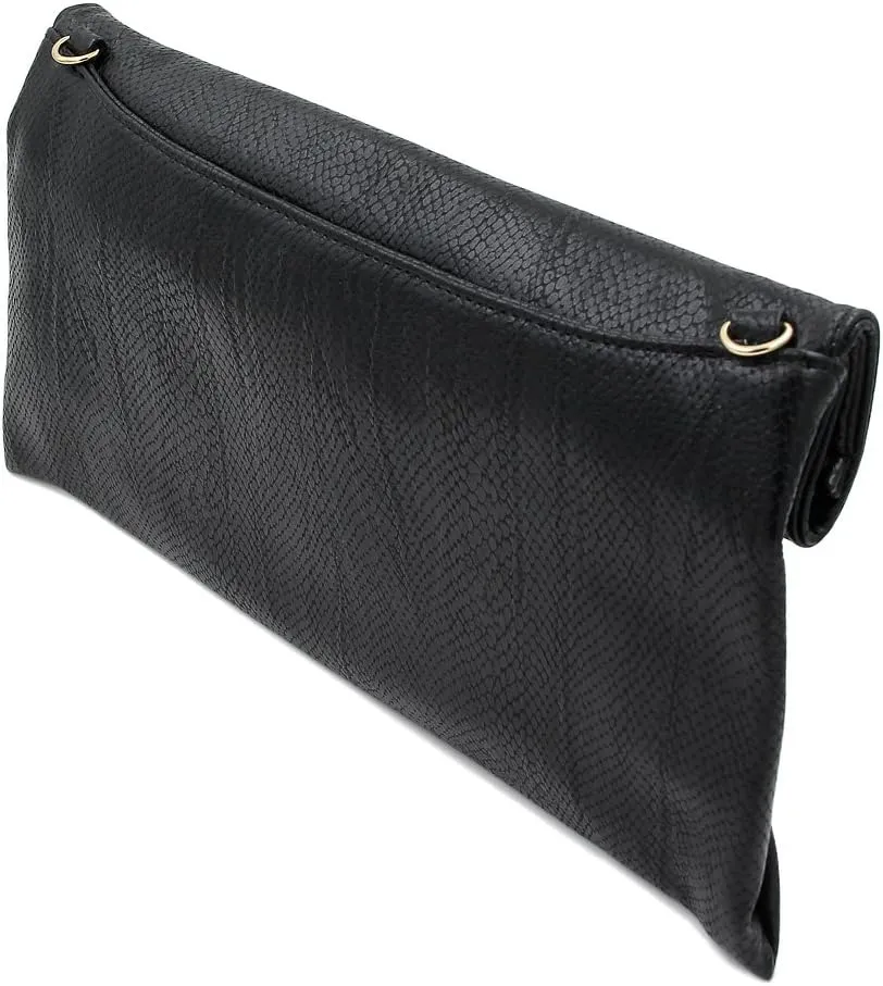 Premium Snakeskin PU Leather Roll Up Flap Clutch Evening Bag - Diff Colors