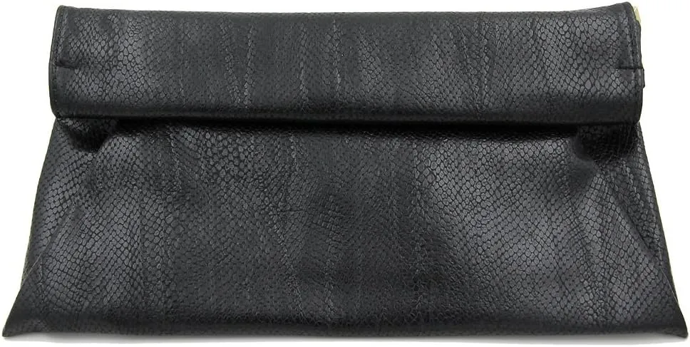 Premium Snakeskin PU Leather Roll Up Flap Clutch Evening Bag - Diff Colors