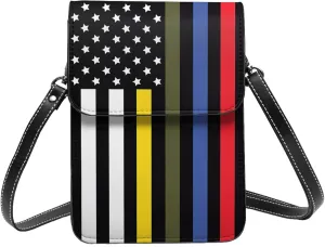 Pride Rainbow American Flag LGBT Leather Crossbody Cell Phone Purse Small Wallet Bags Adjustable Phone Bag for Women