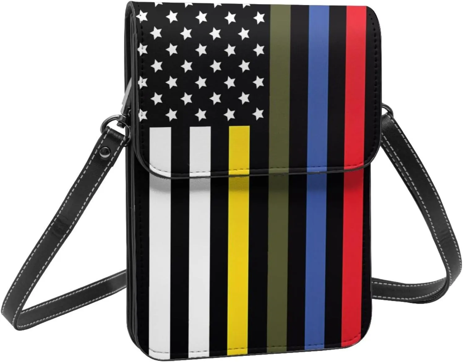 Pride Rainbow American Flag LGBT Leather Crossbody Cell Phone Purse Small Wallet Bags Adjustable Phone Bag for Women