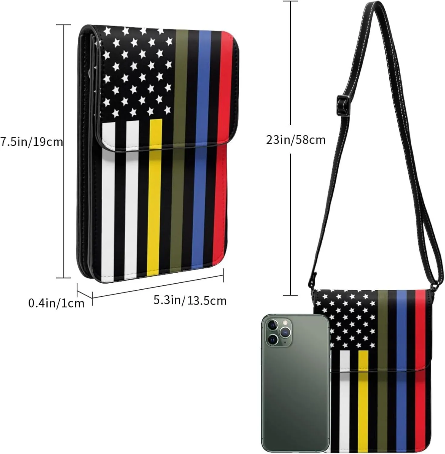 Pride Rainbow American Flag LGBT Leather Crossbody Cell Phone Purse Small Wallet Bags Adjustable Phone Bag for Women