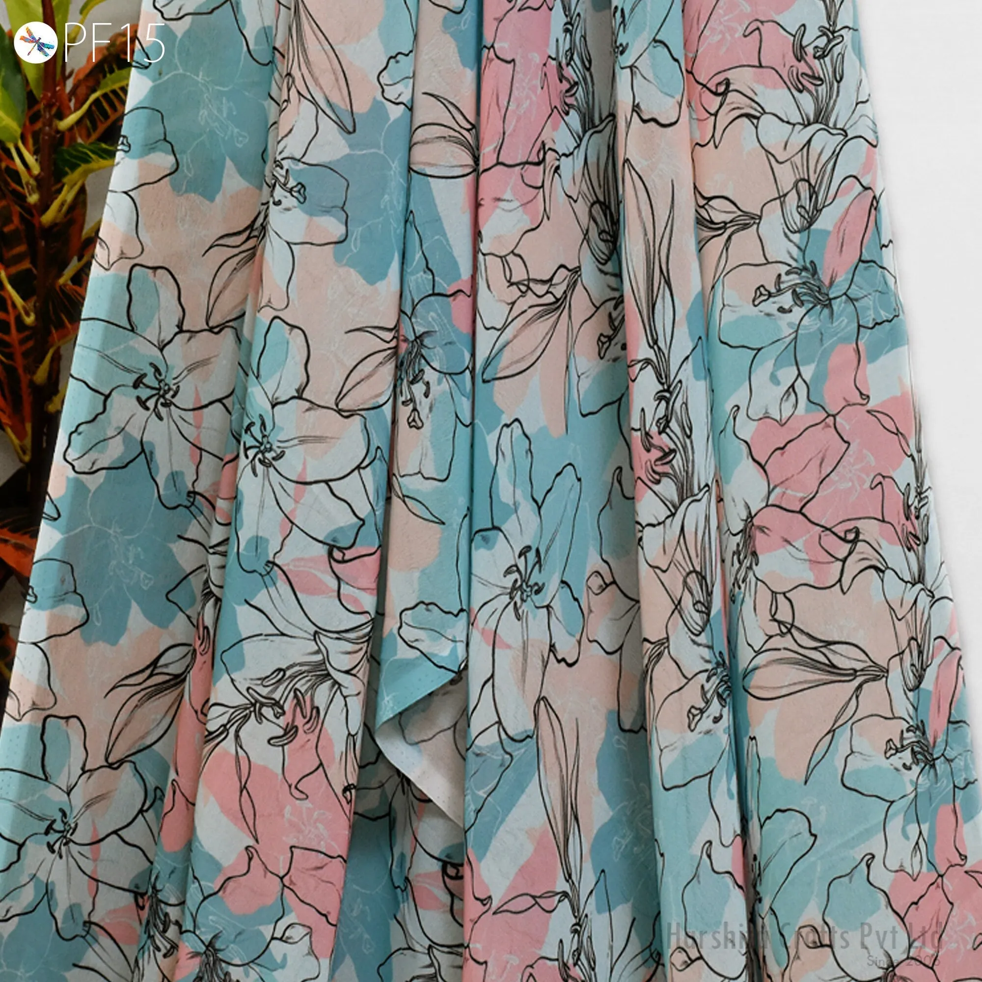 Printed Georgette fabric By Yard Indian for Soft Flowy Floral Summer Dress Shirt Comfortable Clothing Party Costumes Drapery Sewing Crafting
