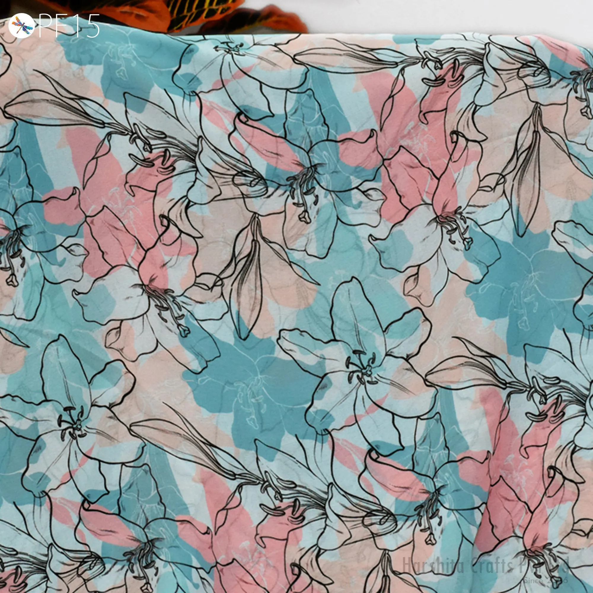 Printed Georgette fabric By Yard Indian for Soft Flowy Floral Summer Dress Shirt Comfortable Clothing Party Costumes Drapery Sewing Crafting