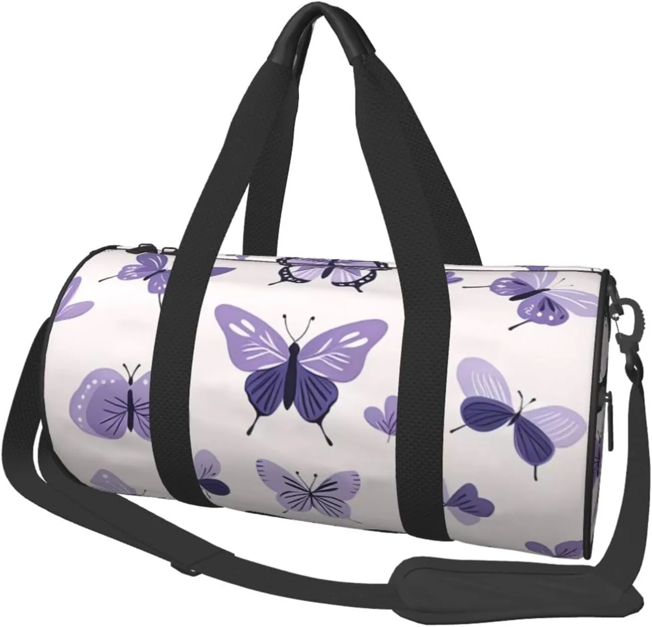 purple cute butterfly print Printed Travel Bag,Round Personal Item Storage bag,Foldie Duffel Bag for Traveling Vacation,Fitness,Sports