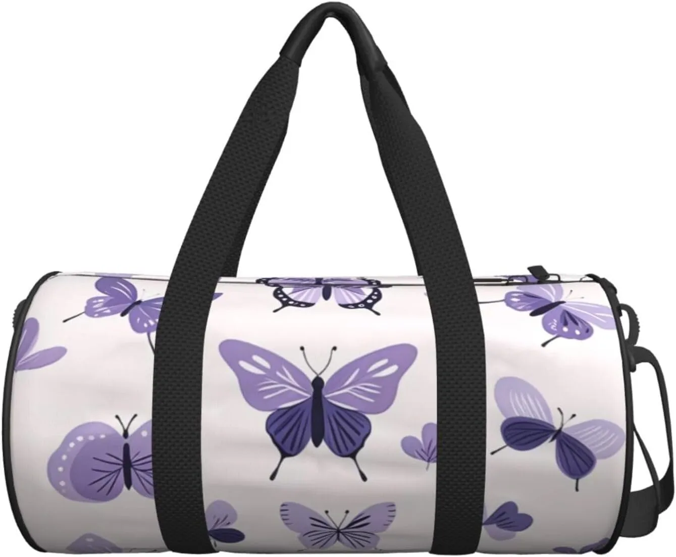 purple cute butterfly print Printed Travel Bag,Round Personal Item Storage bag,Foldie Duffel Bag for Traveling Vacation,Fitness,Sports