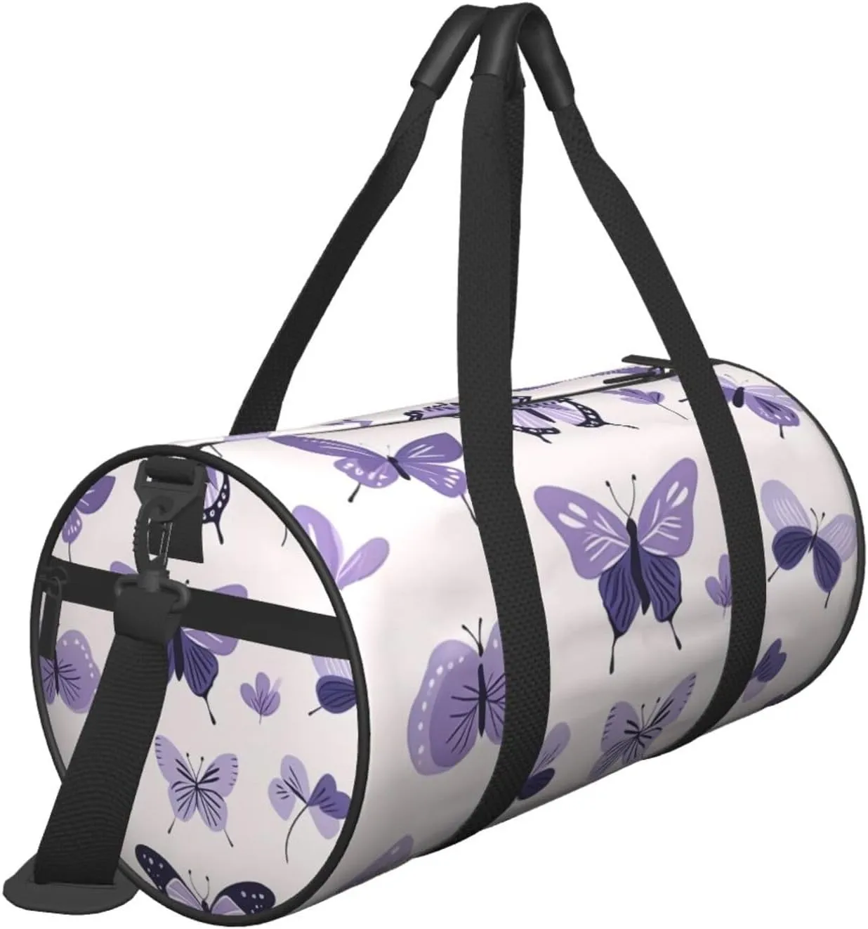 purple cute butterfly print Printed Travel Bag,Round Personal Item Storage bag,Foldie Duffel Bag for Traveling Vacation,Fitness,Sports