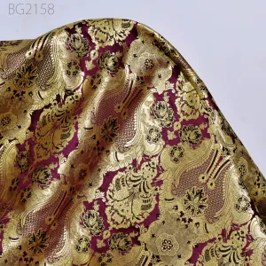Purple Indian Brocade Fabric By The Yard Banarasi Wedding Bridal Dresses Material Lehenga Costume Sewing Crafting Home Decor Table Runners