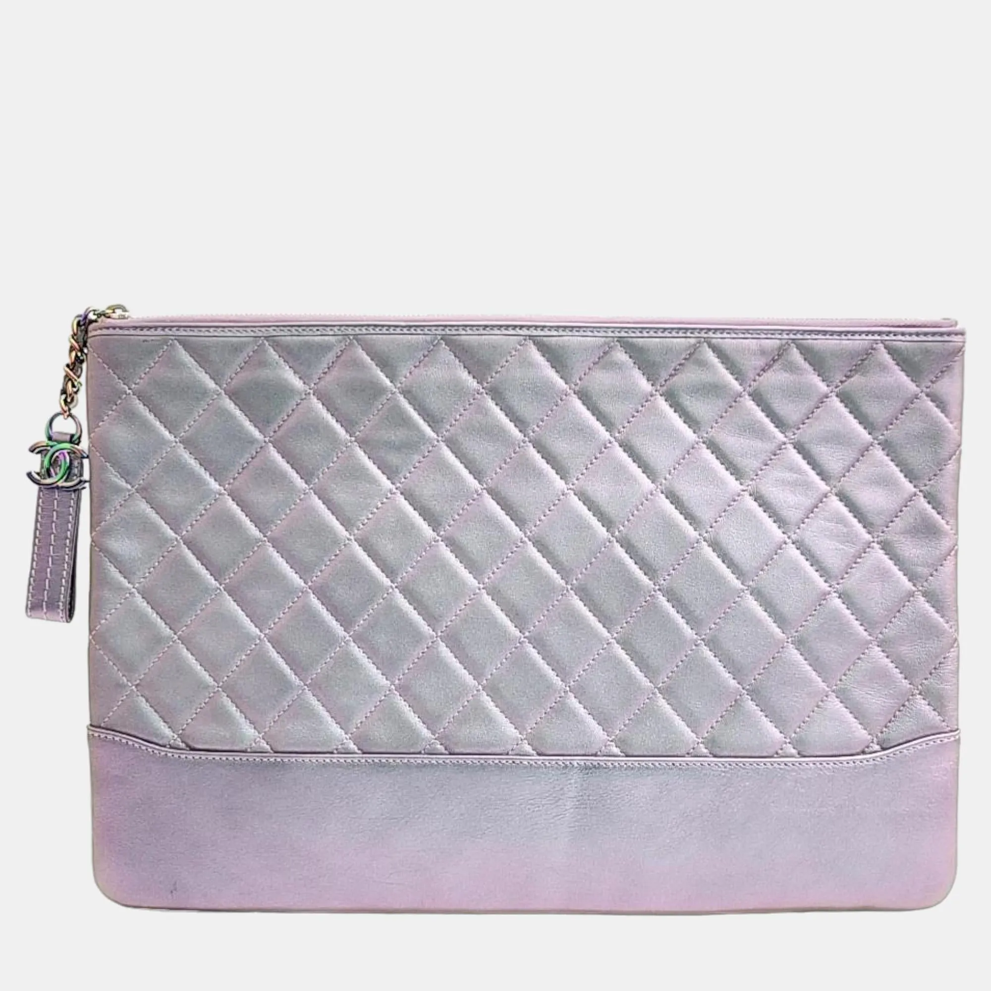 Purple Leather Gabrielle Clutch