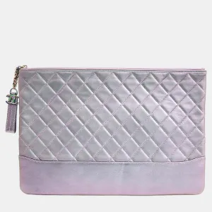 Purple Leather Gabrielle Clutch