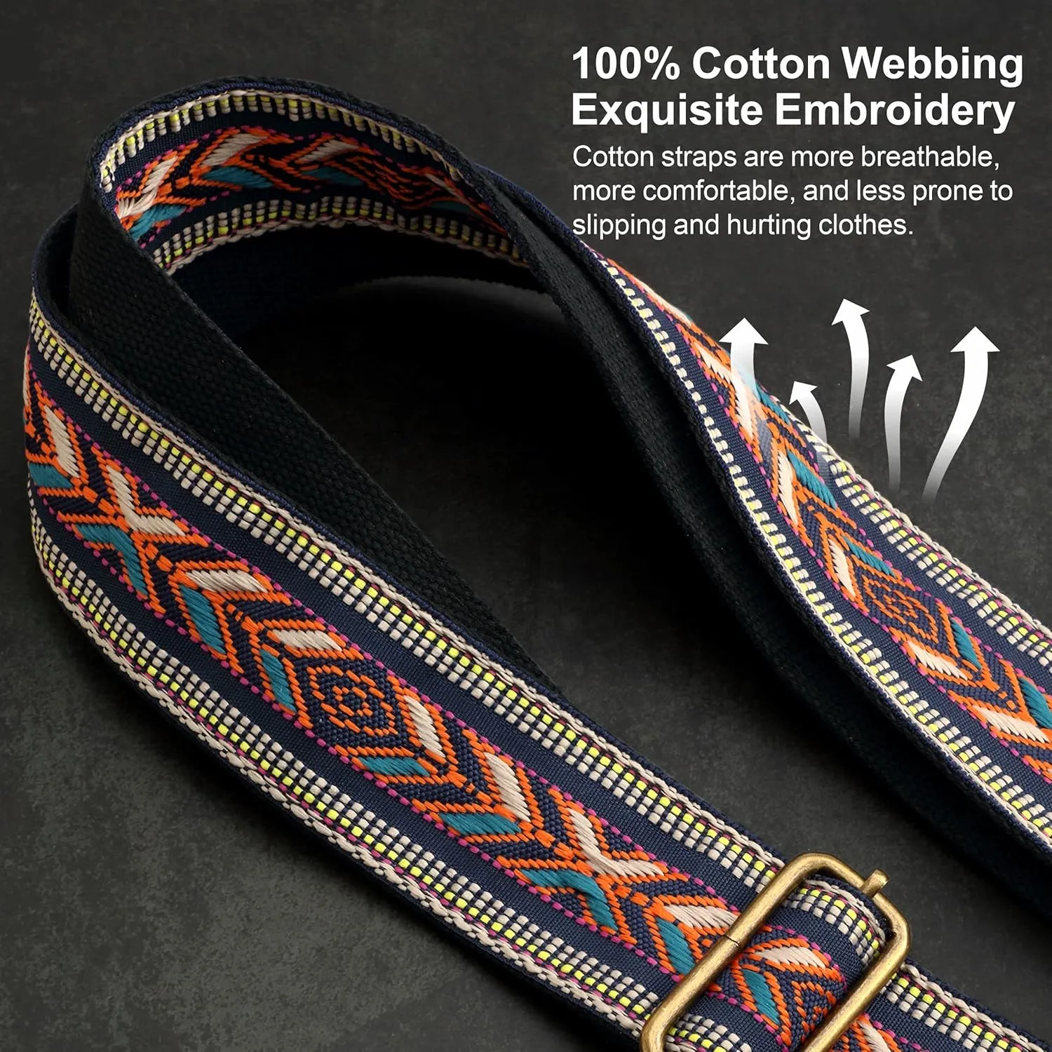 Purse Strap-2"Crazy Horse Leather Wide Shoulder Strap Adjustable Replacement,Jacquard Embroidery Bag Straps