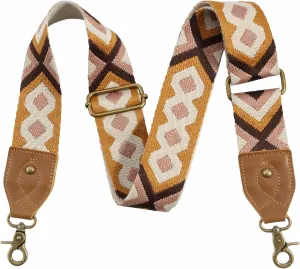 Purse Strap-2"Crazy Horse Leather Wide Shoulder Strap Adjustable Replacement,Jacquard Embroidery Bag Straps