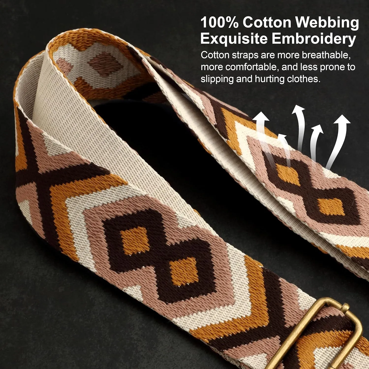 Purse Strap-2"Crazy Horse Leather Wide Shoulder Strap Adjustable Replacement,Jacquard Embroidery Bag Straps