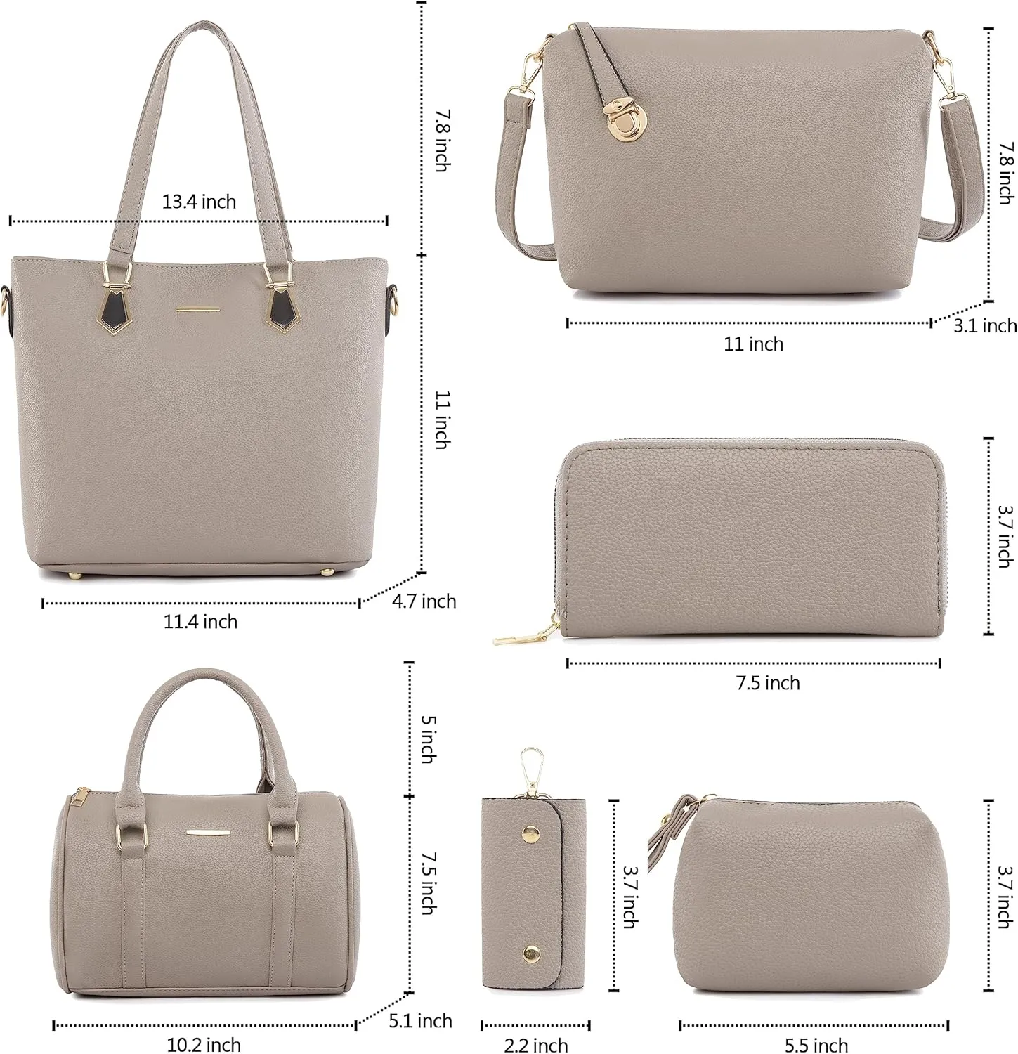 Purses and Handbags for Women Synthetic Leather Tote Crossbody Bags Satchel Purses Set 6pcs