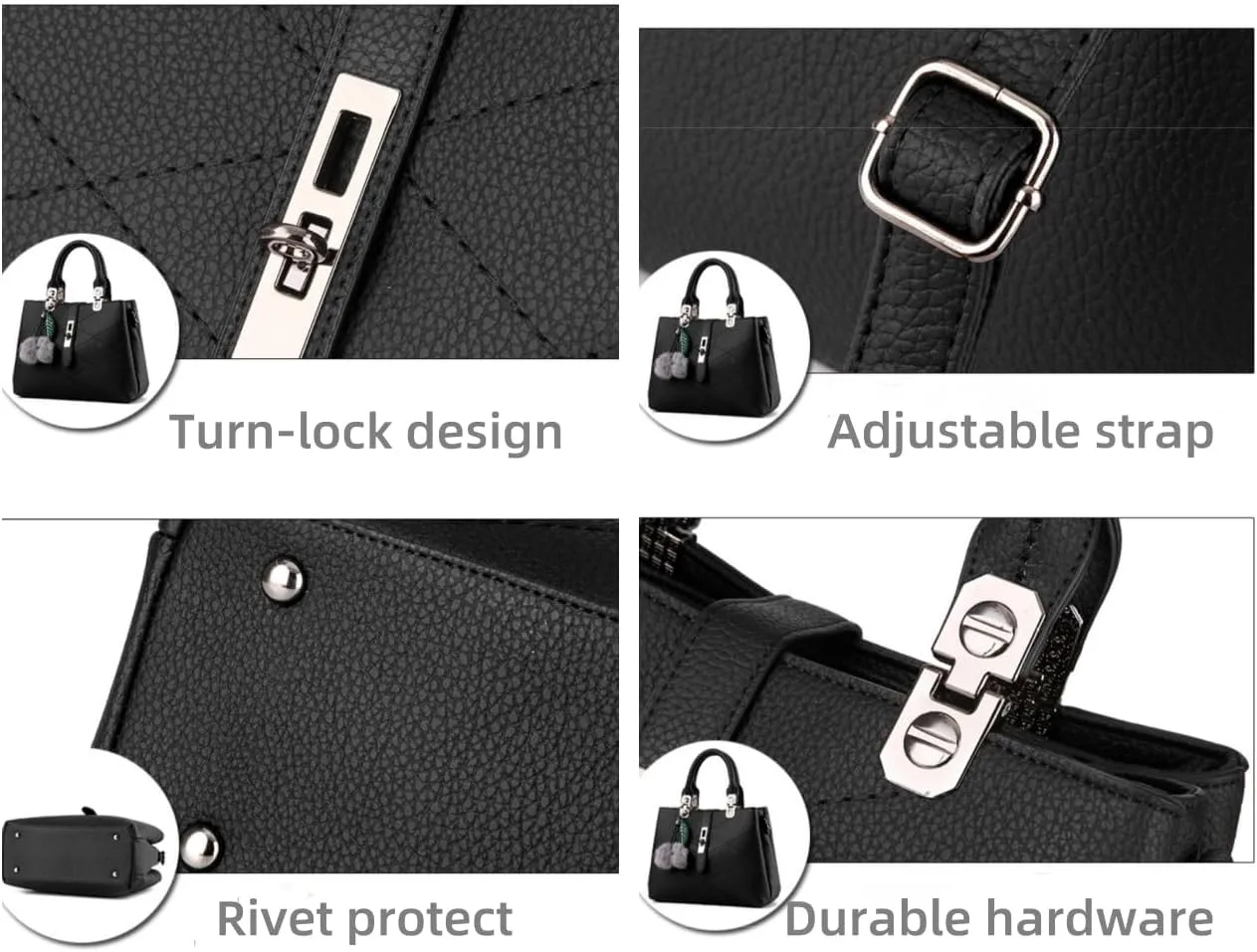 Purses and Handbags for Women Utility Top Handle Satchel Tote Bags with 3 Compartments Ladies Crossbody Bags Medium Size