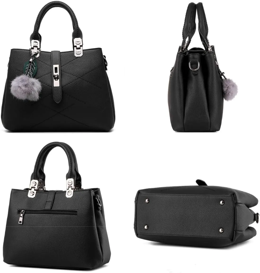 Purses and Handbags for Women Utility Top Handle Satchel Tote Bags with 3 Compartments Ladies Crossbody Bags Medium Size