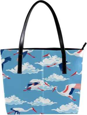 Purses for Women,Tote Bag Aesthetic,Women's Tote Handbags,Crane and Cloud