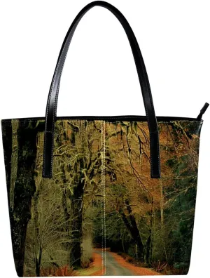 Purses for Women,Tote Bag Aesthetic,Women's Tote Handbags,Scenic Road in Forest