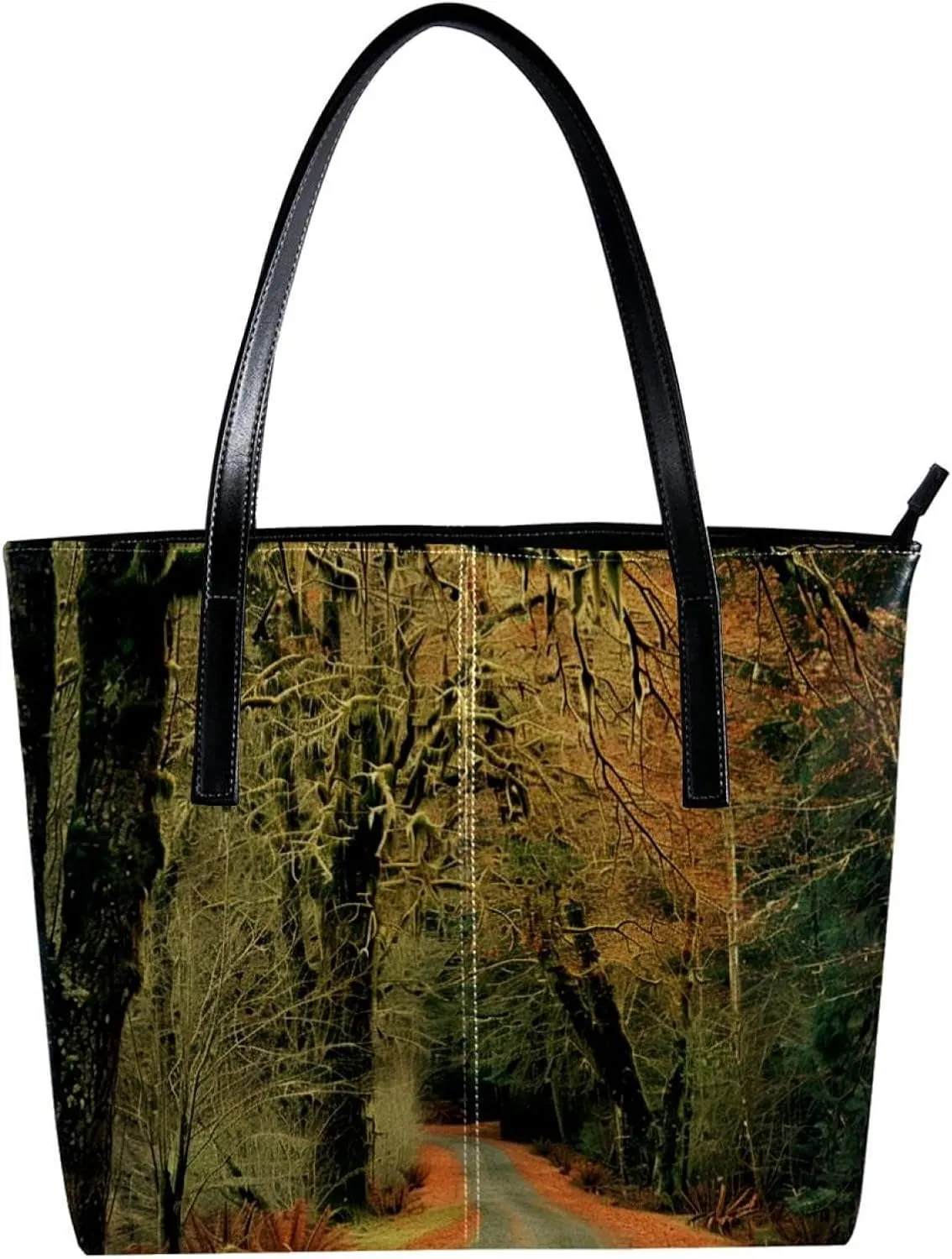 Purses for Women,Tote Bag Aesthetic,Women's Tote Handbags,Scenic Road in Forest