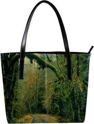 Purses for Women,Tote Bag Aesthetic,Women's Tote Handbags,Scenic Road in Forest