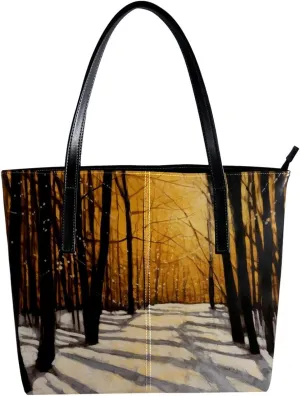 Purses for Women,Tote Bag Aesthetic,Women's Tote Handbags,Winter Forest Tree Path