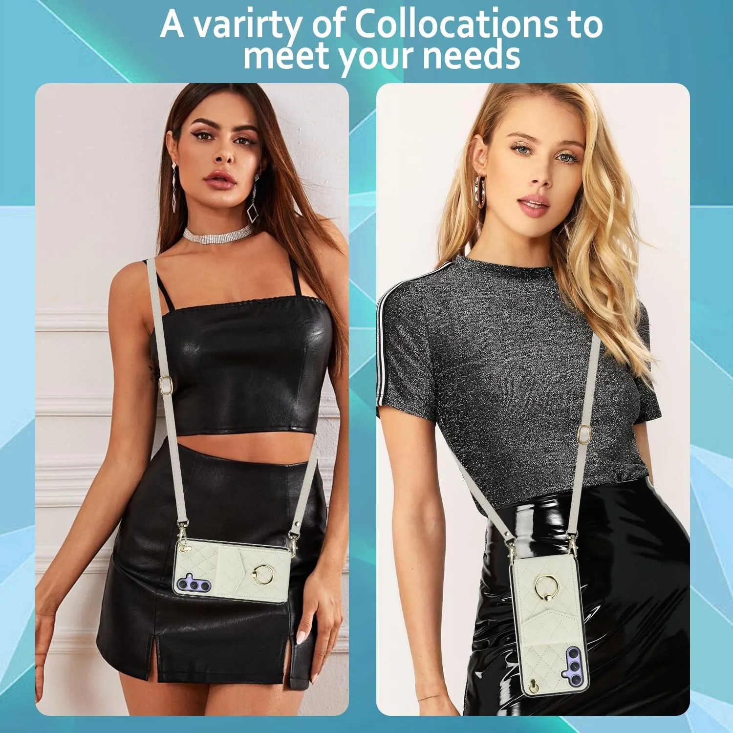 QLTYPRI Crossbody Wallet Case for Samsung Galaxy A15 4G/5G, PU Leather Phone Case with RFID Blocking Card Slots Holder Ring Kickstand Wrist Strap Lanyard Handbag Purse Cover for Samsung A15 – White