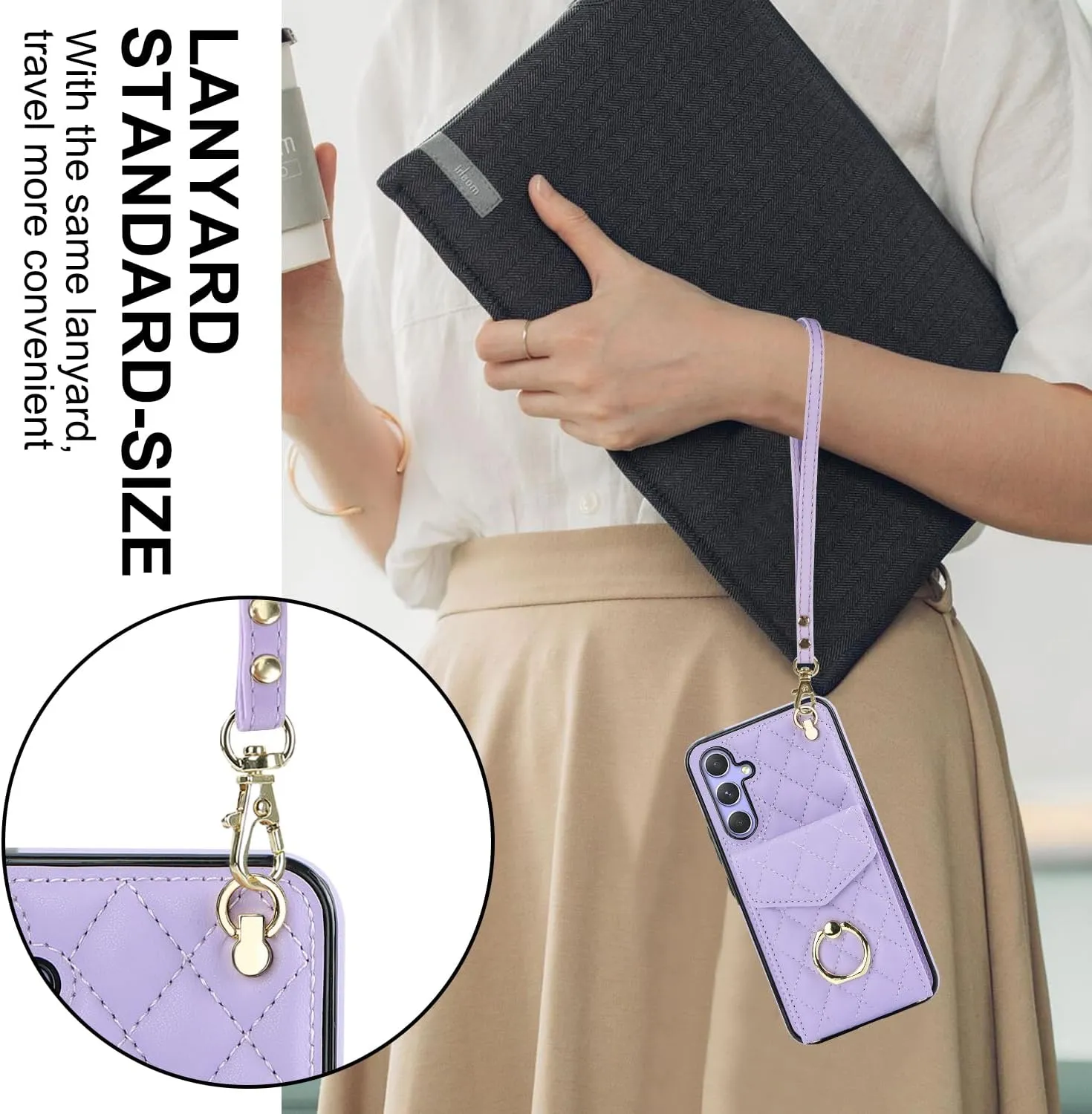 QLTYPRI Crossbody Wallet Case for Samsung Galaxy A35 5G, PU Leather Phone Case with RFID Blocking Card Slots Holder Ring Kickstand Wrist Strap Lanyard Handbag Purse Cover for Samsung A35 – Purple