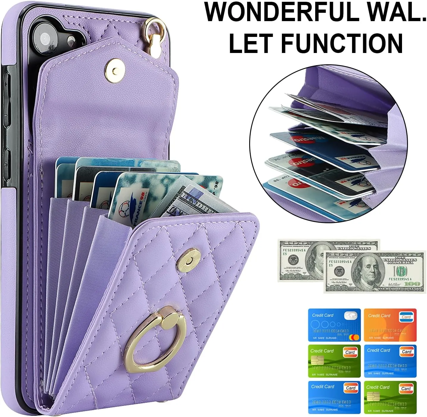 QLTYPRI Crossbody Wallet Case for Samsung Galaxy A35 5G, PU Leather Phone Case with RFID Blocking Card Slots Holder Ring Kickstand Wrist Strap Lanyard Handbag Purse Cover for Samsung A35 – Purple